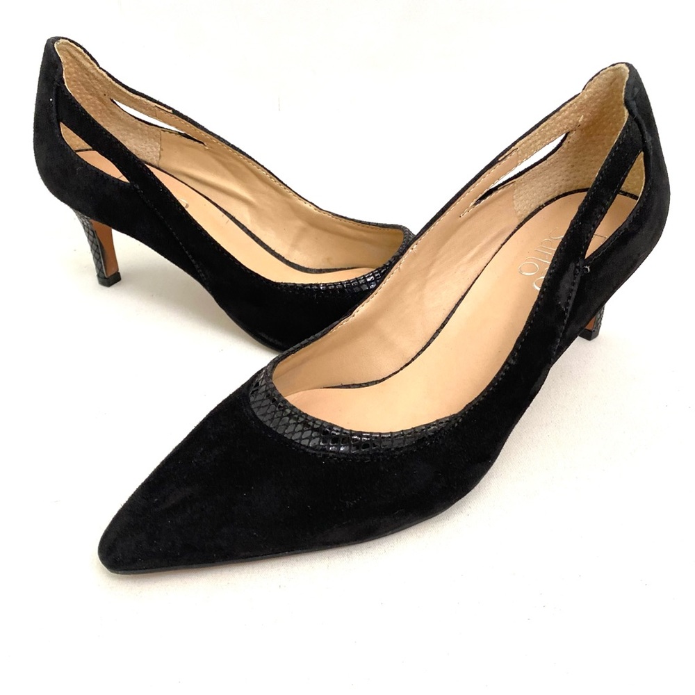 Franco Sarto Black Kitten Heels Pumps 7.5 M Pointed Toe Womens Shoes